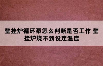 壁挂炉循环泵怎么判断是否工作 壁挂炉烧不到设定温度